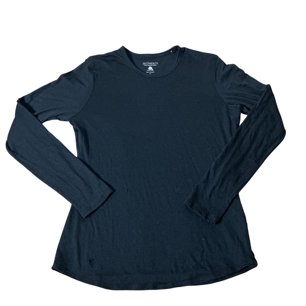 Segments Merino Wool Long Sleeve Top Womens S Black Base Layer Thermal Crewneck